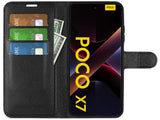 Lederhülle Portemonnaie Karten Ledertasche für Xiaomi Poco X7 in schwarz von Screenguard