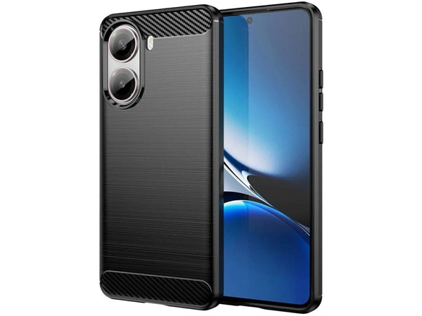 Flexible Handy Schutzhülle mit gebürster Carbon Textur auf der Rückseite für zum Schutz des Xiaomi Poco X7 Pro  Display und Gehäuse Case in schwarz von Screenguard