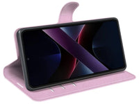 Lederhülle Karten Wallet Ledertasche Etui für Xiaomi Poco X7 Pro in rosa von Screenguard