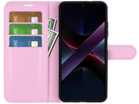 Lederhülle Portemonnaie Karten Ledertasche für Xiaomi Poco X7 Pro in rosa von Screenguard
