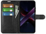 Lederhülle Portemonnaie Karten Ledertasche für Xiaomi Poco X7 Pro in schwarz von Screenguard