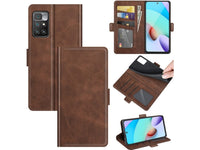 Veganes Flip Case Leder Etui Hülle mit Karten Fächer und Sichtfenster für Xiaomi Redmi 10 2022 in mokka von Screenguard