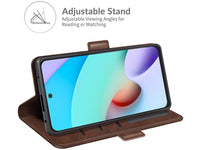 Veganes Flip Case Leder Etui Hülle mit Karten Fächer und Sichtfenster für Xiaomi Redmi 10 2022 in mokka von Screenguard
