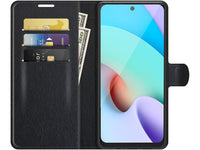 Lederhülle Karten Wallet Ledertasche Etui für Xiaomi Redmi 10 2022 in schwarz von Screenguard