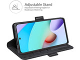 Veganes Flip Case Leder Etui Hülle mit Karten Fächer und Sichtfenster für Xiaomi Redmi 10 in schwarz von Screenguard