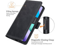 Veganes Flip Case Leder Etui Hülle mit Karten Fächer und Sichtfenster für Xiaomi Redmi 10 in schwarz von Screenguard