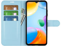 Lederhülle Karten Wallet Ledertasche Etui für Xiaomi Redmi 10C in hellblau von Screenguard