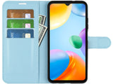 Lederhülle Karten Wallet Ledertasche Etui für Xiaomi Redmi 10C in hellblau von Screenguard