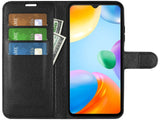 Lederhülle Karten Wallet Ledertasche Etui für Xiaomi Redmi 10C in schwarz von Screenguard