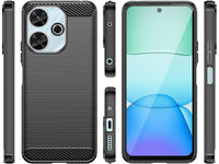 Flexible Handy Schutzhülle mit gebürster Carbon Textur auf der Rückseite für zum Schutz des Xiaomi Redmi 13  Display und Gehäuse Case in schwarz von Screenguard