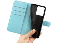 Lederhülle Karten Wallet Ledertasche Etui für Xiaomi Redmi 13 in hellblau von Screenguard