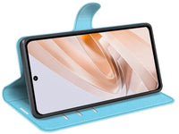Lederhülle Karten Wallet Ledertasche Etui für Xiaomi Redmi 13 in hellblau von Screenguard