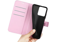 Lederhülle Karten Wallet Ledertasche Etui für Xiaomi Redmi 13 in rosa von Screenguard