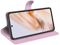 Lederhülle Karten Wallet Ledertasche Etui für Xiaomi Redmi 13 in rosa von Screenguard