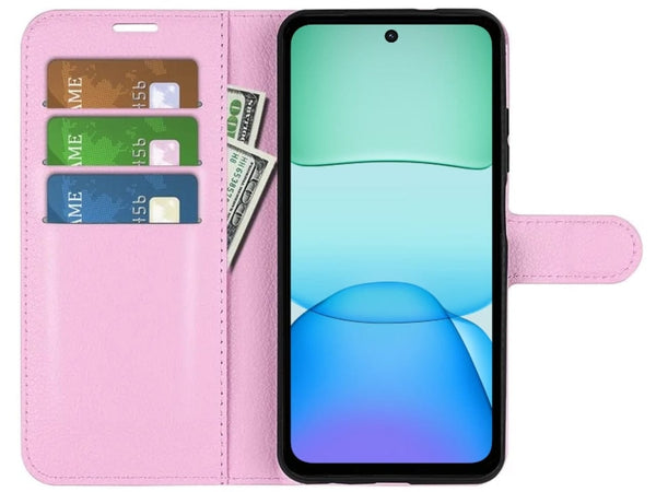Lederhülle Portemonnaie Karten Ledertasche für Xiaomi Redmi 13 in rosa von Screenguard