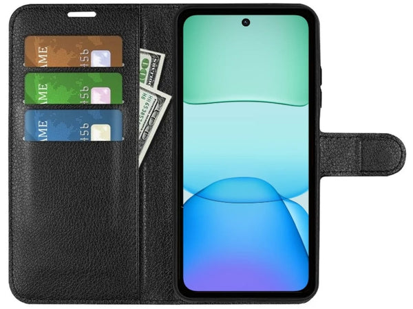 Lederhülle Portemonnaie Karten Ledertasche für Xiaomi Redmi 13 in schwarz von Screenguard