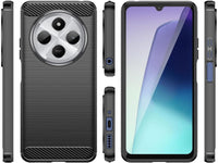 Flexible Handy Schutzhülle mit gebürster Carbon Textur auf der Rückseite für zum Schutz des Xiaomi Redmi 14C  Display und Gehäuse Case in schwarz von Screenguard