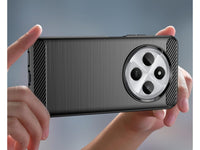 Flexible Handy Schutzhülle mit gebürster Carbon Textur auf der Rückseite für zum Schutz des Xiaomi Redmi 14C  Display und Gehäuse Case in schwarz von Screenguard