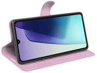 Lederhülle Karten Wallet Ledertasche Etui für Xiaomi Redmi 14C in rosa von Screenguard