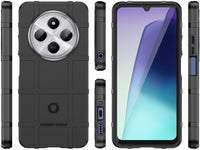 Widerstandsfähige, stabile Outdoor Sport Hülle für das Xiaomi Redmi 14C für Handwerker, Baustelle, Business, äusserst stabil mit erhöhten Rändern und Kanten in schwarz von Screenguard