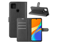 Lederhülle Portemonnaie Karten Ledertasche für Xiaomi Redmi 9C in schwarz von Screenguard