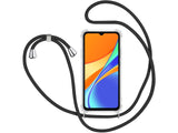 Necklace Handy Hülle mit Kordel Kette schwarz zum Tragen des Xiaomi Redmi 9C am Körper wie Handtasche Lanyard, stabil mit erhöhten Rändern und Kanten in transparent von Screenguard