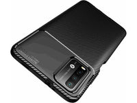 Hochwertig stabile Soft TPU Smartphone Handy Hülle im Carbon Design für Xiaomi Redmi 9T zum Schutz des Display und Gehäuse Cover in blau von Screenguard