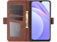 Veganes Flip Case Leder Etui Hülle mit Karten Fächer und Sichtfenster für Xiaomi Redmi 9T in mokka von Screenguard