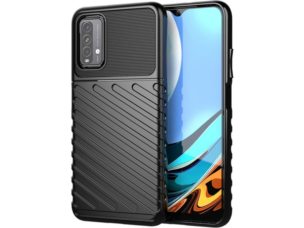 Moderne Design Hülle Cover für das Xiaomi Redmi 9T mit Stripes zum Schutz von Kratzern, Dellen, Display aus TPU Gummi in schwarz von Screenguard