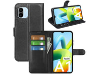 Lederhülle Portemonnaie Karten Ledertasche für Xiaomi Redmi A1 in schwarz von Screenguard