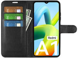 Lederhülle Karten Wallet Ledertasche Etui für Xiaomi Redmi A1 in schwarz von Screenguard