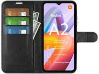 Lederhülle Portemonnaie Karten Ledertasche für Xiaomi Redmi A2 in schwarz von Screenguard