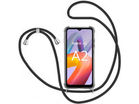 Necklace Handy Hülle mit Kordel Kette schwarz zum Tragen des Xiaomi Redmi A2 am Körper wie Handtasche Lanyard, stabil mit erhöhten Rändern und Kanten in transparent von Screenguard