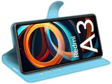 Lederhülle Karten Wallet Ledertasche Etui für Xiaomi Redmi A3 in hellblau von Screenguard
