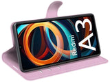 Lederhülle Karten Wallet Ledertasche Etui für Xiaomi Redmi A3 in rosa von Screenguard