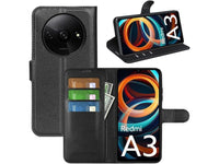 Lederhülle Karten Wallet Ledertasche Etui für Xiaomi Redmi A3 in schwarz von Screenguard