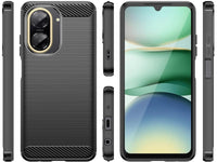 Flexible Handy Schutzhülle mit gebürster Carbon Textur auf der Rückseite für zum Schutz des Xiaomi Redmi A5  Display und Gehäuse Case in schwarz von Screenguard