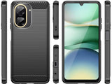 Flexible Handy Schutzhülle mit gebürster Carbon Textur auf der Rückseite für zum Schutz des Xiaomi Redmi A5  Display und Gehäuse Case in schwarz von Screenguard