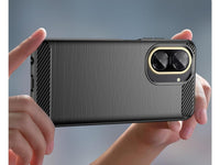 Flexible Handy Schutzhülle mit gebürster Carbon Textur auf der Rückseite für zum Schutz des Xiaomi Redmi A5  Display und Gehäuse Case in schwarz von Screenguard