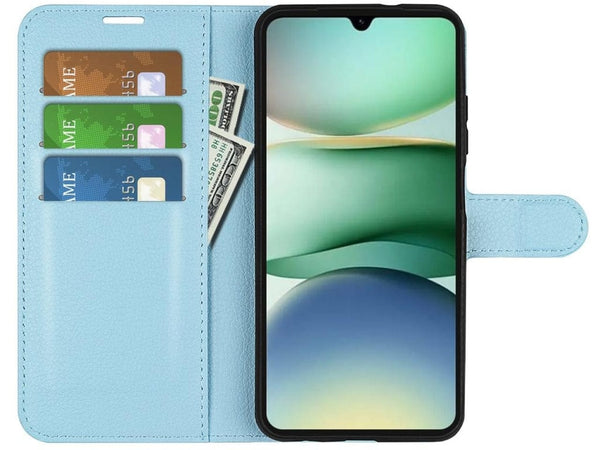 Lederhülle Portemonnaie Karten Ledertasche für Xiaomi Redmi A5 in hellblau von Screenguard