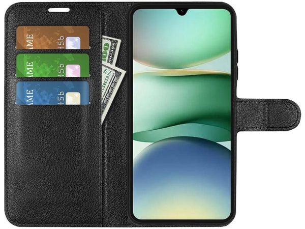 Lederhülle Portemonnaie Karten Ledertasche für Xiaomi Redmi A5 in schwarz von Screenguard