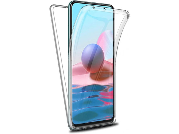 Vollständige 360 Grad Rundum Gummi TPU Hülle zum beidseitigen Schutz des Xiaomi Redmi Note 10 4G Display und Gehäuse in transparent von Screenguard