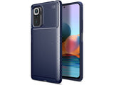 Hochwertig stabile Soft TPU Smartphone Handy Hülle im Carbon Design für Xiaomi Redmi Note 10 4G zum Schutz des Display und Gehäuse Cover in blau von Screenguard