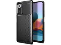 Hochwertig stabile Soft TPU Smartphone Handy Hülle im Carbon Design für Xiaomi Redmi Note 10 4G zum Schutz des Display und Gehäuse Cover in schwarz von Screenguard