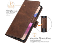 Veganes Flip Case Leder Etui Hülle mit Karten Fächer und Sichtfenster für Xiaomi Redmi Note 10 4G in mokka von Screenguard