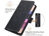 Veganes Flip Case Leder Etui Hülle mit Karten Fächer und Sichtfenster für Xiaomi Redmi Note 10 4G in schwarz von Screenguard