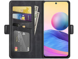 Veganes Flip Case Leder Etui Hülle mit Karten Fächer und Sichtfenster für Xiaomi Redmi Note 10 5G in schwarz von Screenguard