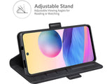 Veganes Flip Case Leder Etui Hülle mit Karten Fächer und Sichtfenster für Xiaomi Redmi Note 10 5G in schwarz von Screenguard