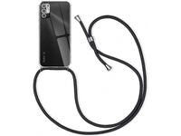 Necklace Handy Hülle mit Kordel Kette schwarz zum Tragen des Xiaomi Redmi Note 10 5G am Körper wie Handtasche Lanyard, stabil mit erhöhten Rändern und Kanten in transparent von Screenguard