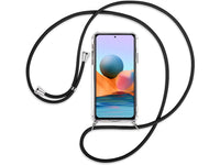 Necklace Handy Hülle mit Kordel Kette schwarz zum Tragen des Xiaomi Redmi Note 10 Pro am Körper wie Handtasche Lanyard, stabil mit erhöhten Rändern und Kanten in transparent von Screenguard